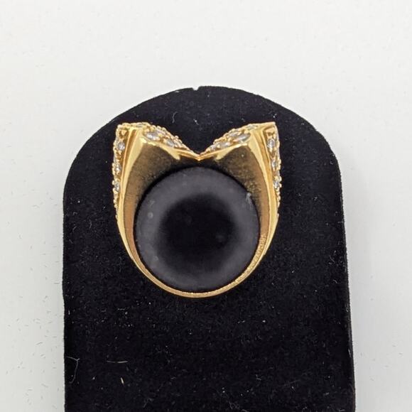 18K Gold Estate Vintage Diamond Pave Double Floral Ring Yellow Gold Size 6 - Picture 4 of 13